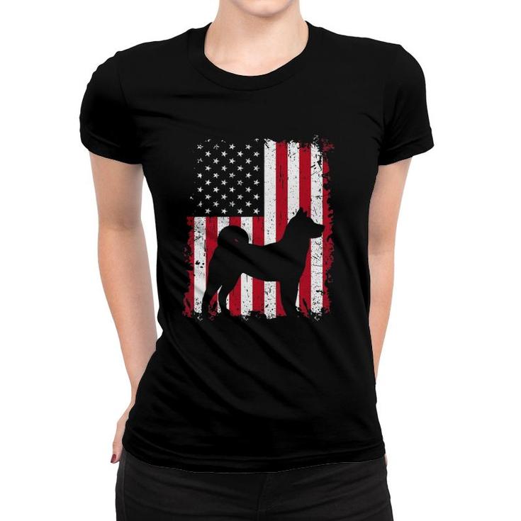 Akita 4Th Of July Patriotic American Usa Flag Gift Women T-shirt