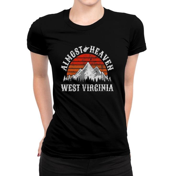 Almost Heaven West Virginia Mountains Retro Sunset Vintage Women T-shirt