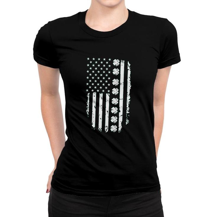 America Flag With Shamrocks Women T-shirt