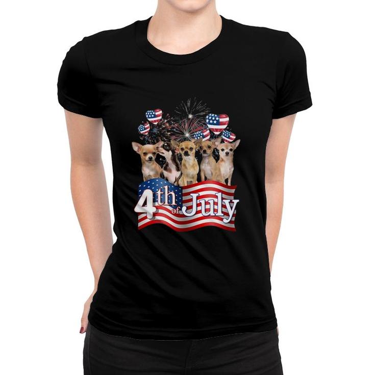 American Flag Chihuahua Dog 4Th Of July Patriotic Usa Funny Women T-shirt