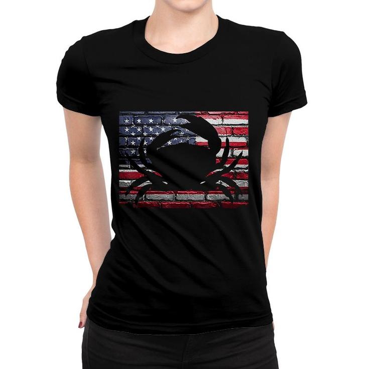 American Flag Crab Crabbing Fishing Women T-shirt