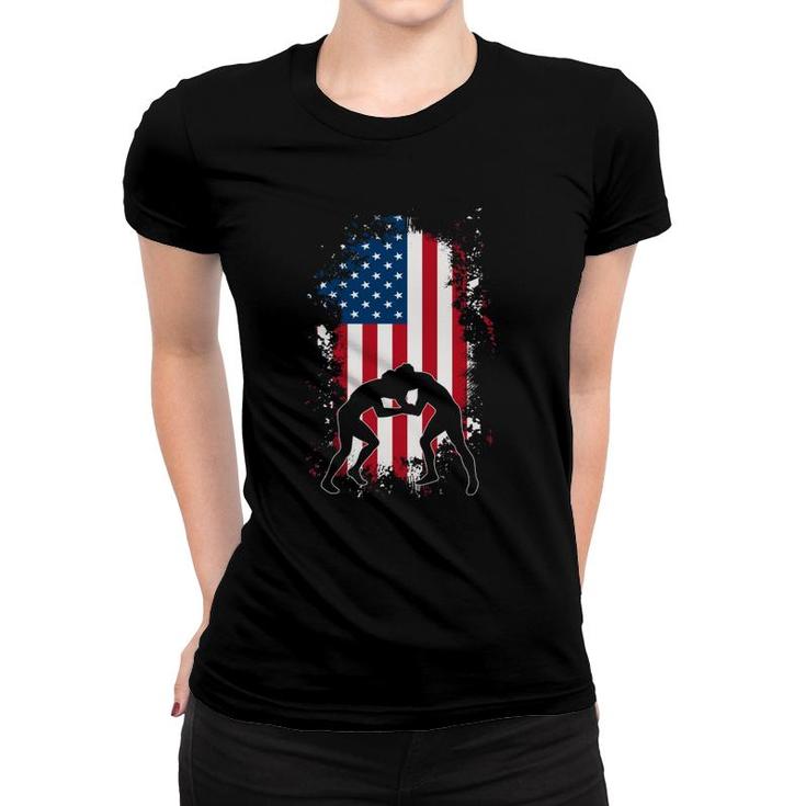 American Flag Wrestling Tee Usa Wrestler Gift For Men Boys Women T-shirt