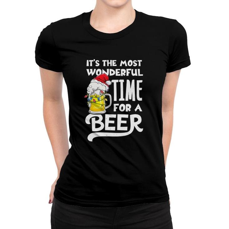 American Santa Claus It's The Most Wonderful Time For A Beer Women T-shirt