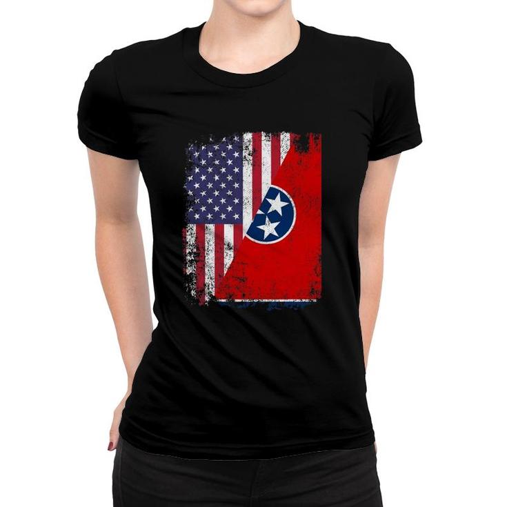 American Tennessean Roots Flags America Usa Tennessee Women T-shirt