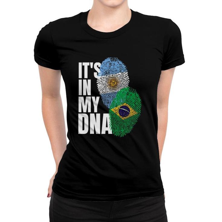 Argentinian And Brazilian Mix Dna Flag Heritage Women T-shirt
