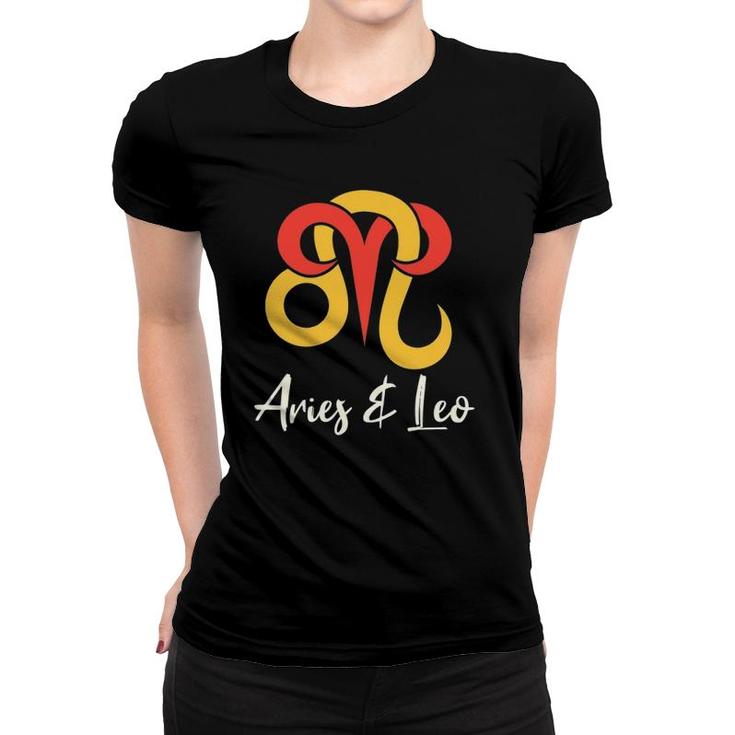 Aries And Leo Couple Zodiac Relationship Horoscope Men Women Women T-shirt