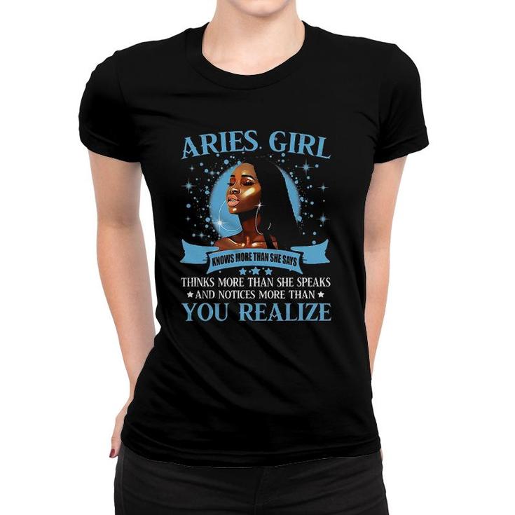 Aries Girl Knows More Than She Says Women T-shirt
