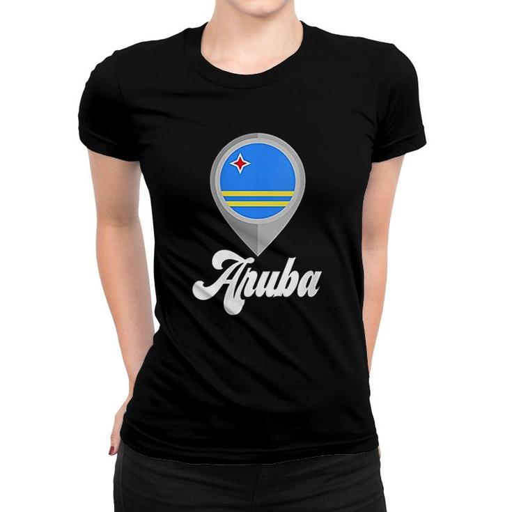 Aruba Flag Pin I Love Aruba Travel Women T-shirt
