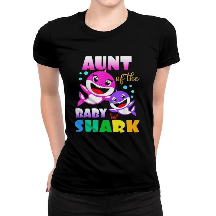 Aunt Of The Baby Birthday Shark Aunt Shark Christmas Women T-shirt