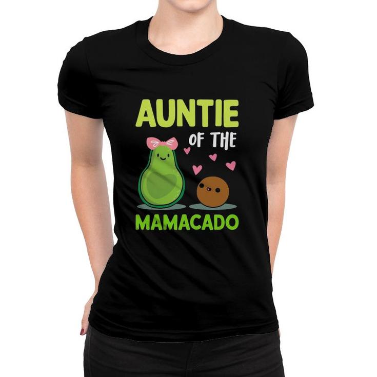 Auntie Of The Mamacado Avocado Family Matching Mother's Day Pink Bow Heart Women T-shirt