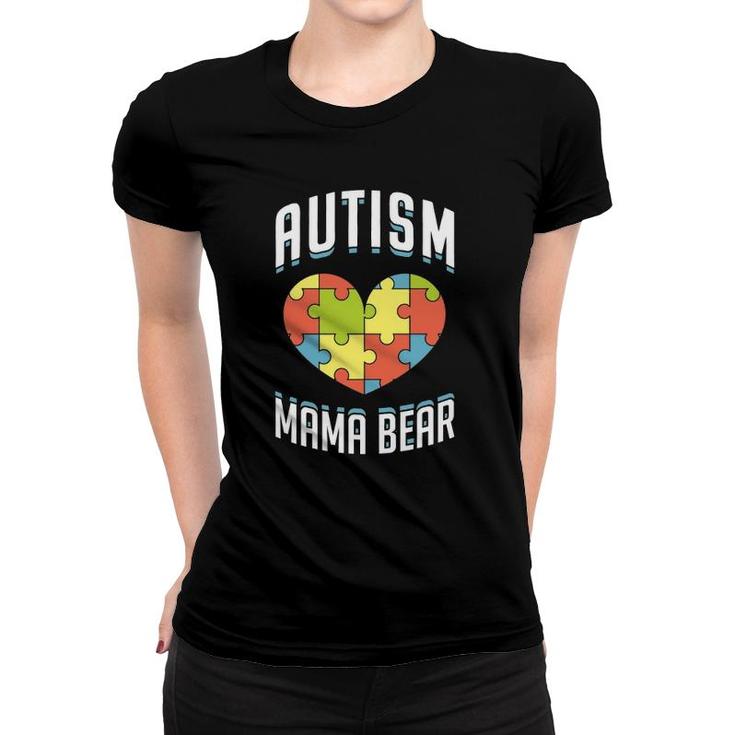 Autism Mama Bear Heart Puzzle Cute Autism Awareness Gift  Women T-shirt
