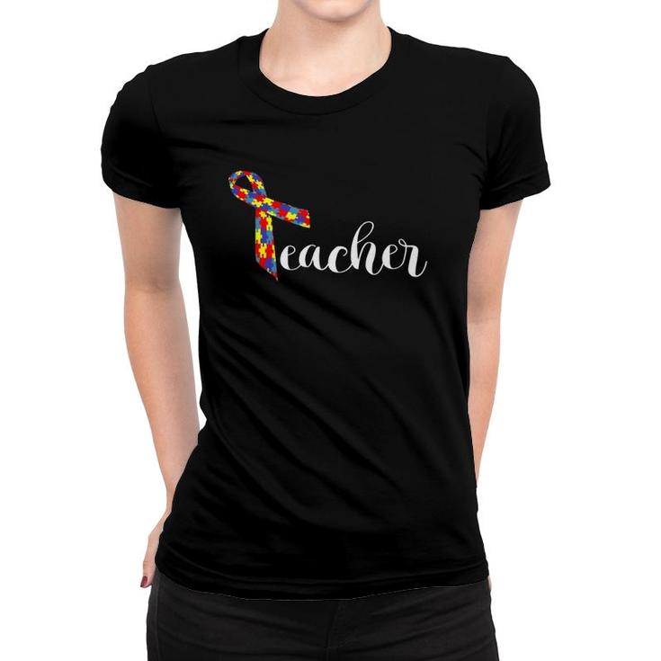 Autism Teacher Women Men Adult Awareness Ribbon Gift Women T-shirt