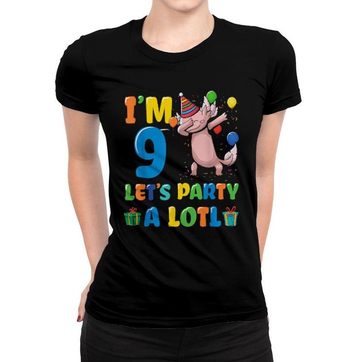 Axolotl Birthday As 9Th Birthday 9 Years Old  Women T-shirt