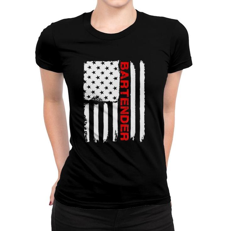 Bartender July 4 American Flag Mixologist Bar Gift Tee Women T-shirt