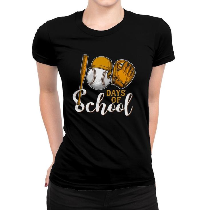 Baseball 100 Days Of School Happy 100Th Day Teacher Kids Women T-shirt