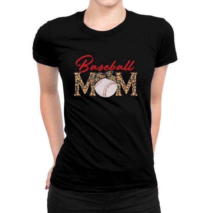 Baseball Mom Leopard Bandana Funny Softball Mom Mother's Day Women T-shirt