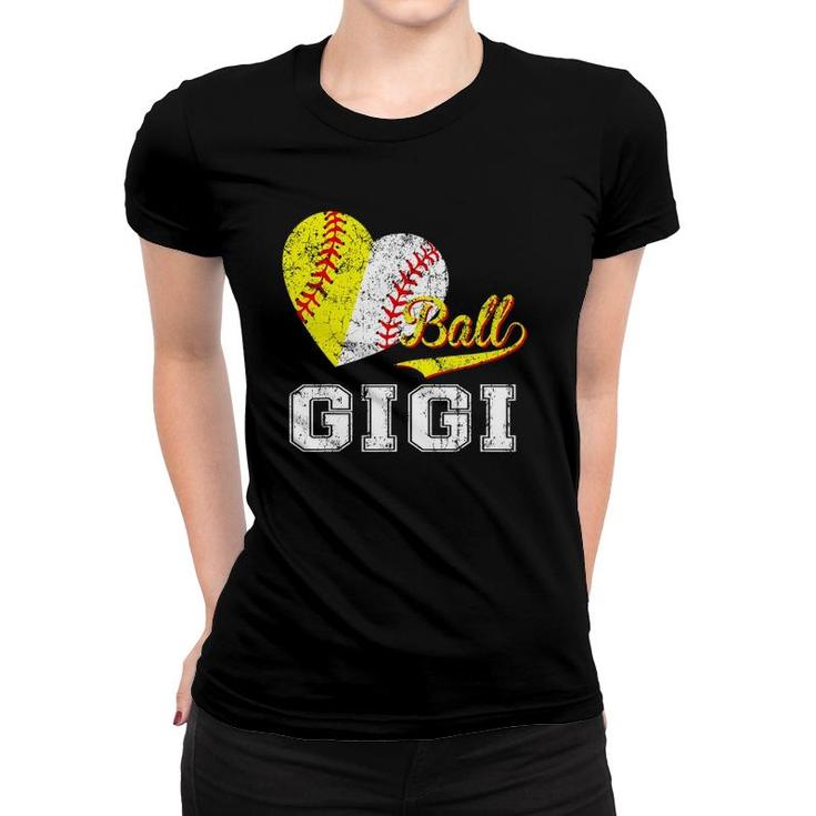 Baseball Softball Ball Heart Gigi Mother's Day Women T-shirt