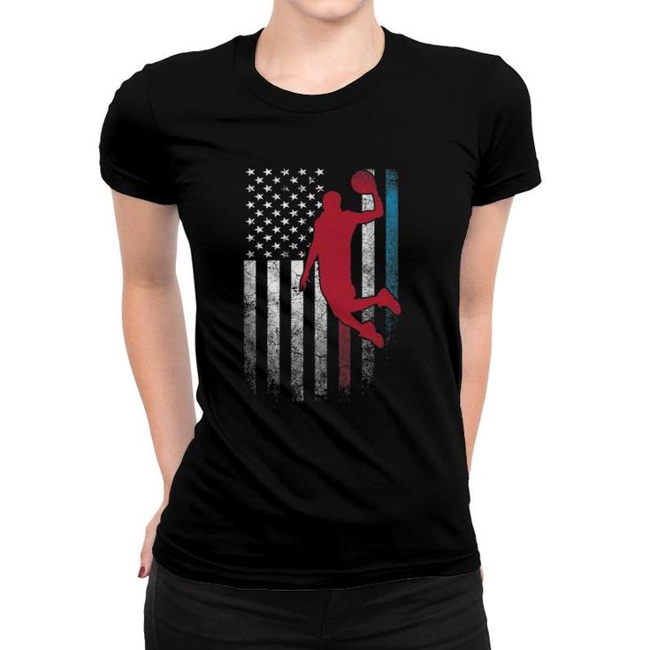 Basketball Ball 4Th Of July American Flag Usa America Women T-shirt