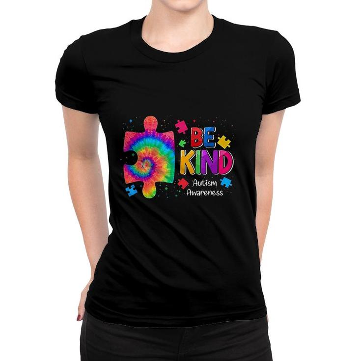 Be Kind Puzzle Pieces Tie Dye Cute Autism Awareness Boy Kids Women T-shirt