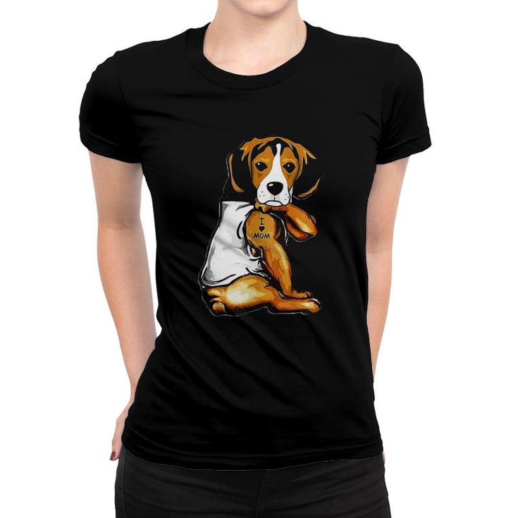 Beagle Dog Tattoo I Love Mom Mother's Day Gift Women T-shirt