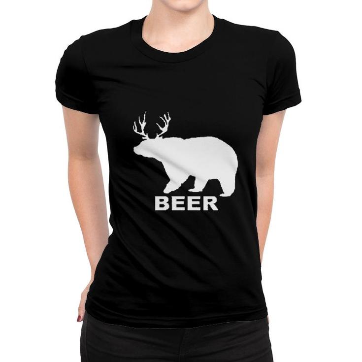 Bear Deer Beer Funny Drinking Women T-shirt