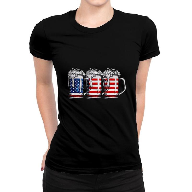 Beer American Flag 4th Of July Women T-shirt