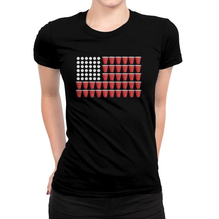 Beer Pong American Flag  4Th Of July Fourth Party Women T-shirt