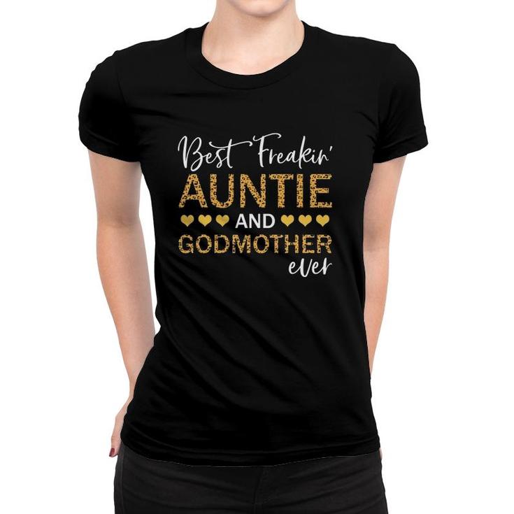Best Freakin' Auntie And Godmother Ever Lepard Print Women T-shirt