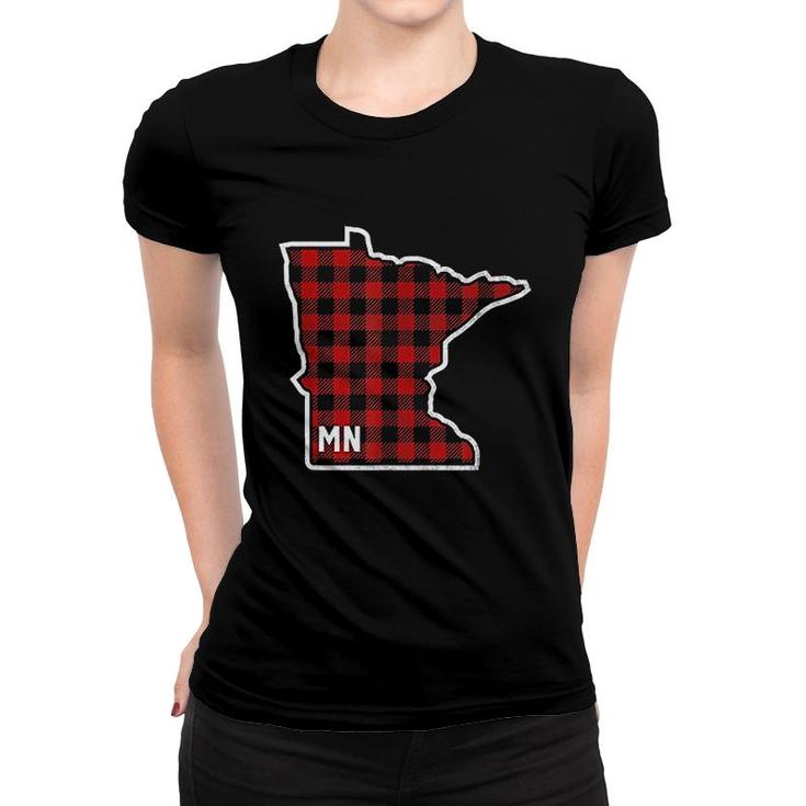 Best Minnesota Buffalo Plaid Mn State Outline Women T-shirt