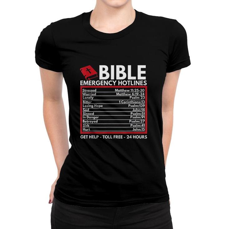 Bible Emergency Numbers  Funny Christian Bible Women T-shirt