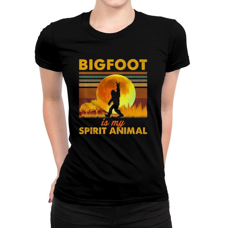Bigfoot Is My Spirit Animal Bigfoot Walking In The Moon  Women T-shirt