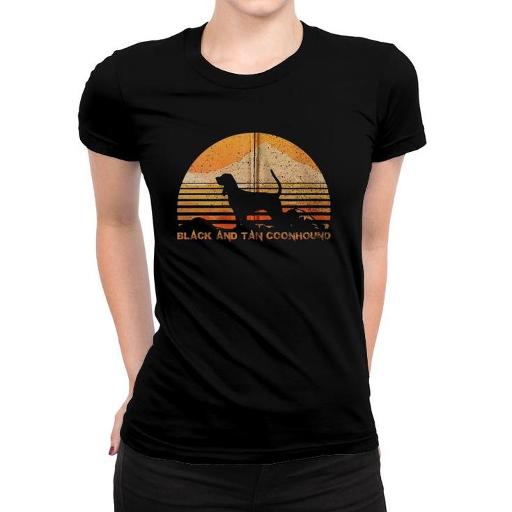 Black And Tan Coonhound Owner Lovers Vintage Retro Zip Women T-shirt