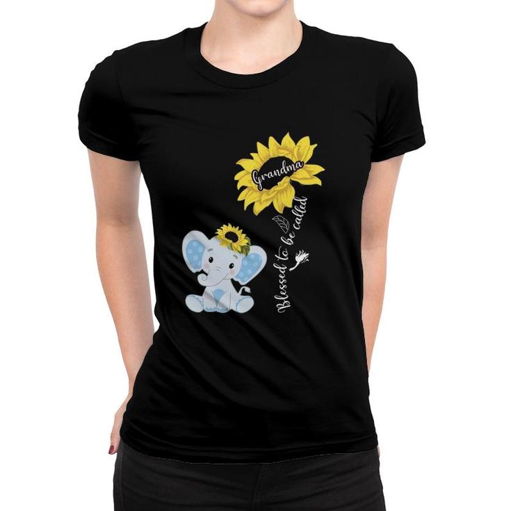 Blessed To Be Called Grandma Elephant Sunflower Women T-shirt