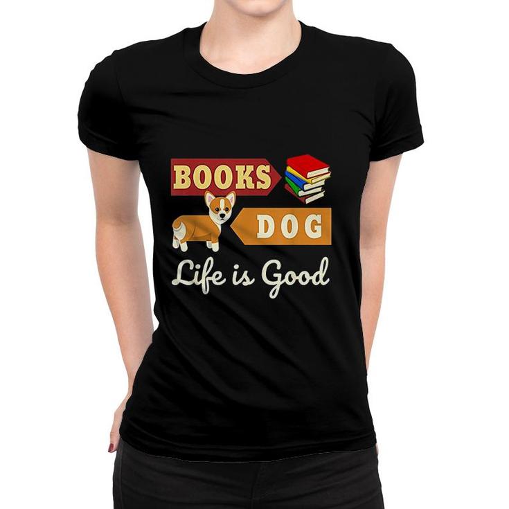 Book And Dog For Reader Book Lover Dog Lover Women T-shirt