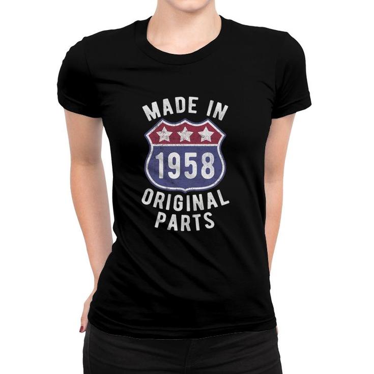 Born In 1958 Vintage Made In 1958 Original Parts Birth Year Women T-shirt