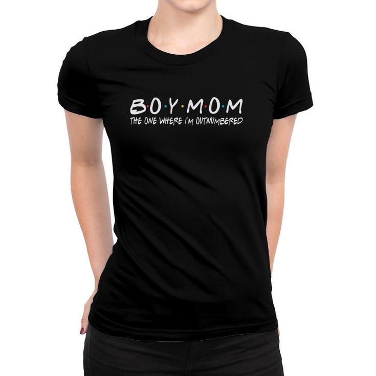Boy Mom The One Where I'm Outnumbered Funny Vintage Women T-shirt