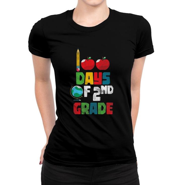 Boys Girls Kids Gift Second Grade Student 100 Days Of School Women T-shirt