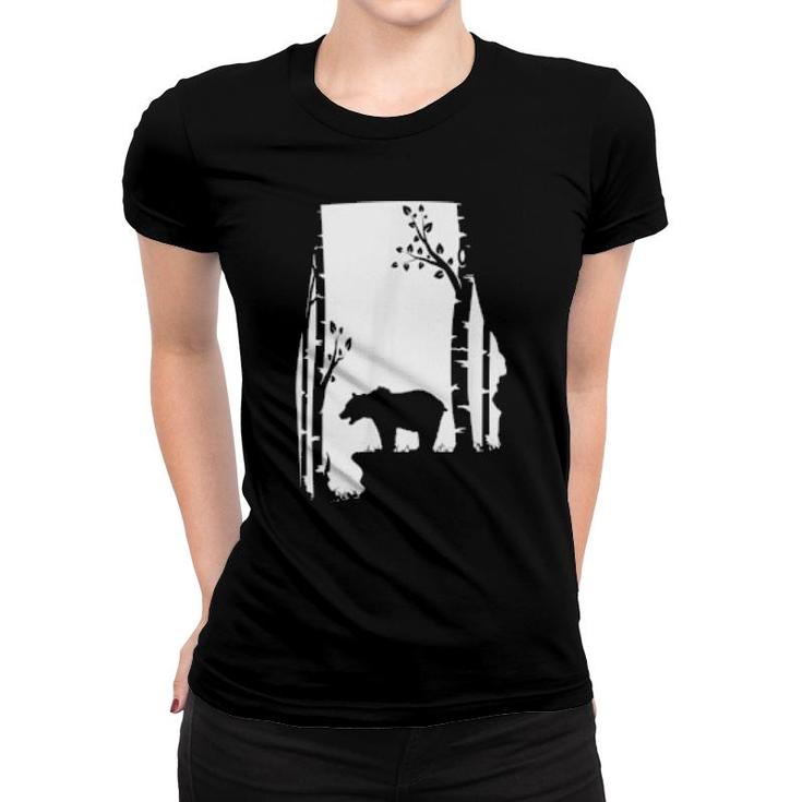 Brown Grizzly Bear Hunting Alabama Map Hunter  Women T-shirt