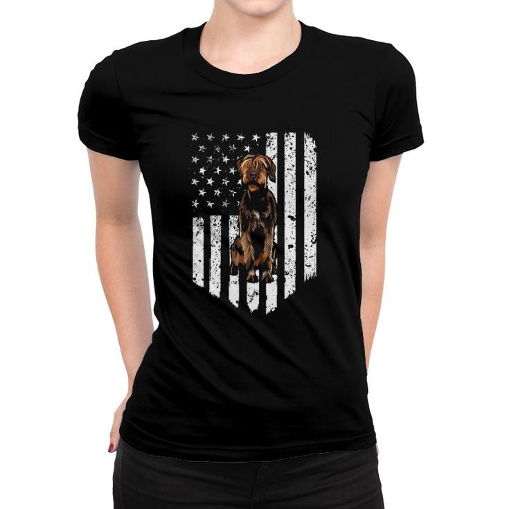 Bw American Flag Wirehaired Pointing Griffon 4Th Of July Usa Women T-shirt