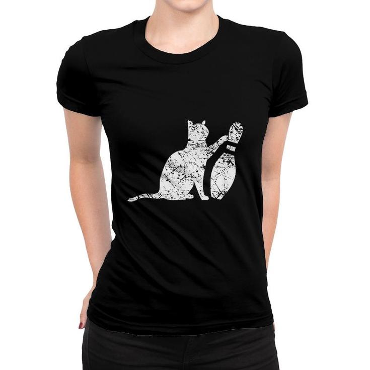 Cat Bowling Pin Funny Team Gift Women T-shirt