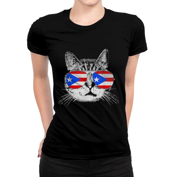 Cat  Puerto Rico Flag Country Pride  Women T-shirt