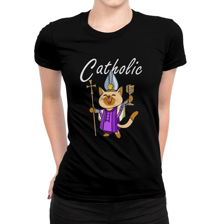 Catholic - Gift Ideas For Christian Catholic Cat Lover Women T-shirt
