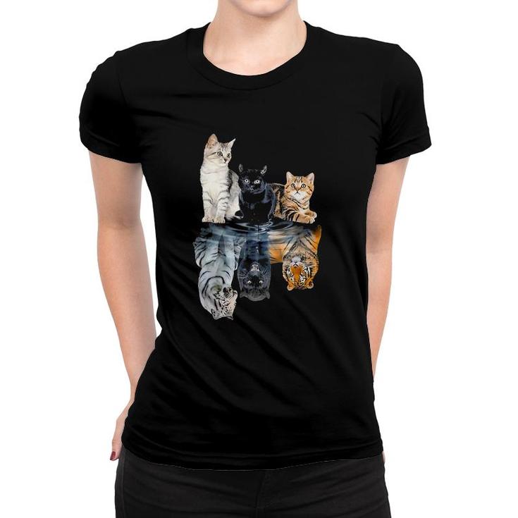 Cats Lover Cat Water Reflection Cats Tigers Women T-shirt
