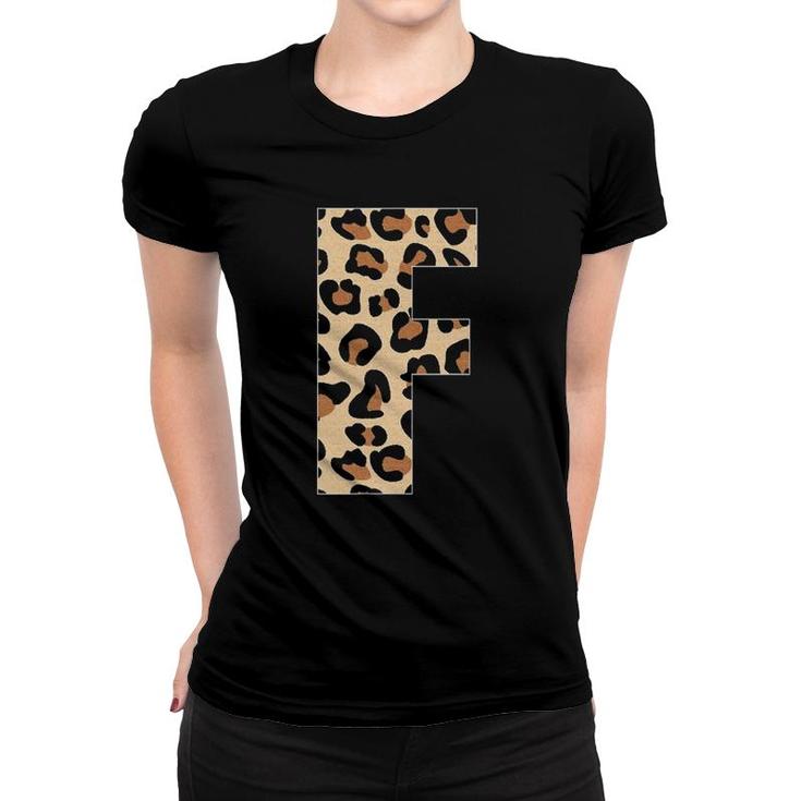 Cheetah Print Letter F Initial Letter F Leopard Women T-shirt