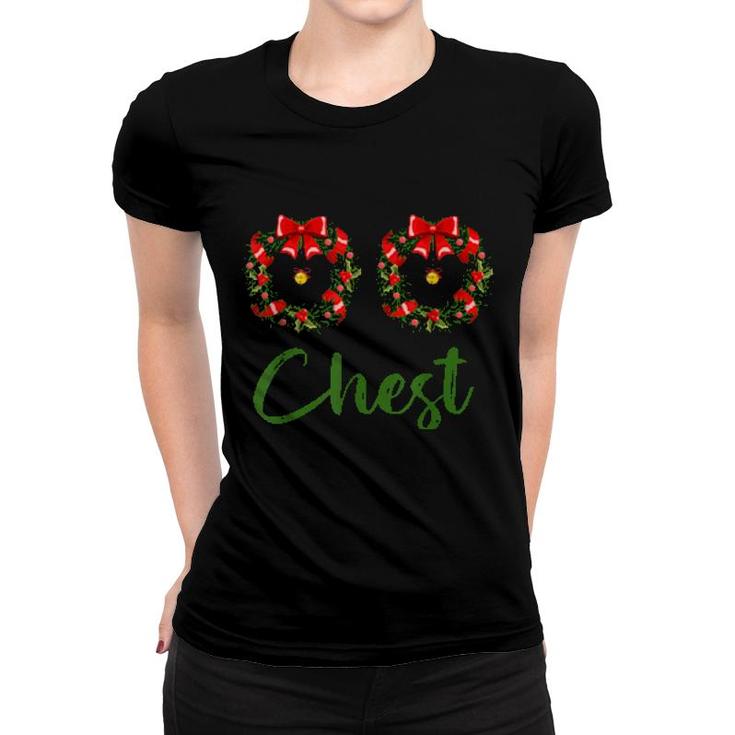 Chest Chestnuts Couple Costume Christmas Wreath Xmas Holiday  Women T-shirt