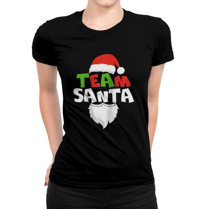 Christmas Family Matching Pajamas Gifts Team Santa Raglan Baseball Tee Women T-shirt