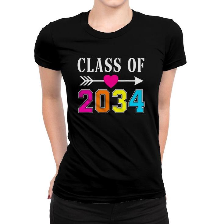 Class Of 2034 Grow With Me Handprints On Back K To 12 Grade Women T-shirt