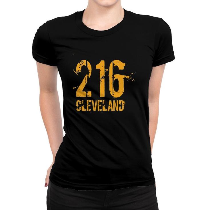 Cleveland 216 Area Code Distressed Women T-shirt