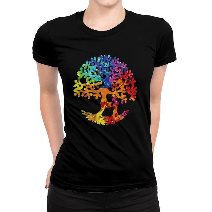 Colorful Life Is Really Good Vintage Tree Art Gift  Women T-shirt