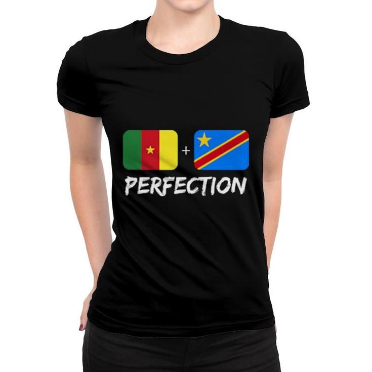Congolese And Cameroonian Perfection Mix Dna Flag Heritage  Women T-shirt